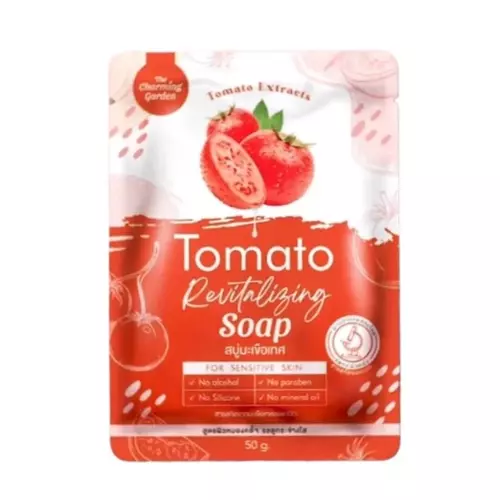 สบู่มะเขือเทศ THE CHARMING GARGEN TOMATO REVITALIZING SOAP ( 1 ก้อน )