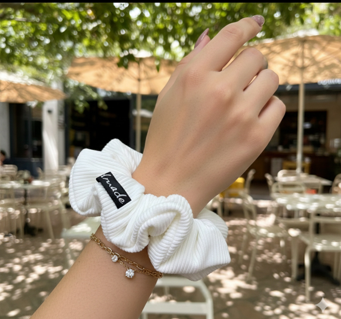 ยางรัดผม Scrunchie ผ้าร่อง ขนาดกลาง