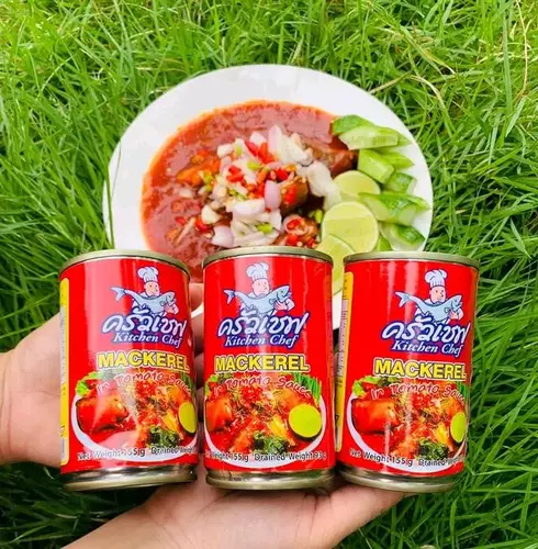 ซื้อ1 แถม 1 (20กระป๋อง) ปลากระป๋องตราครัวเชฟ ปลาแมคเคลเรลในซอสมะขือเทศ 1แพคมี10กระป๋อง ของผลิตใหม่ 155กรัม