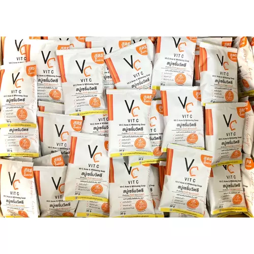 สบู่เซรั่มวิตซี VC VIT C สำหรับคนเป็นสิว ผิวหมองคล้ำ ( 30 กรัม )