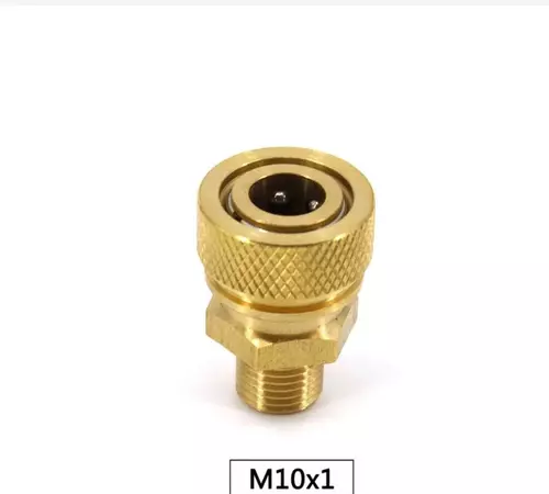 ควิกตัวเมียสีทอง (แบบเกลียวนอก M10x1) หัวสูบแรงดันสูง 1 ชิ้น
