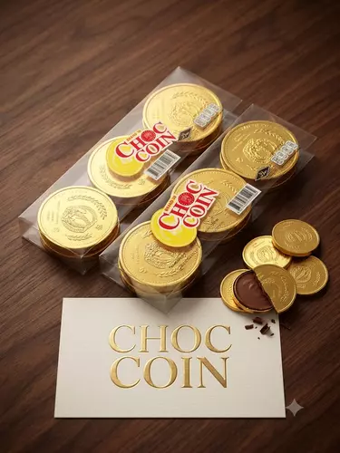 CHOC COIN (ช็อคคอยน์) ช็อกโกแลตเหรียญทอง ขนมช็อกโกแลตนมรูปเหรียญทองสุดคลาสสิก ขนมทานเล่นยอดฮิต ย้อนวันวาน