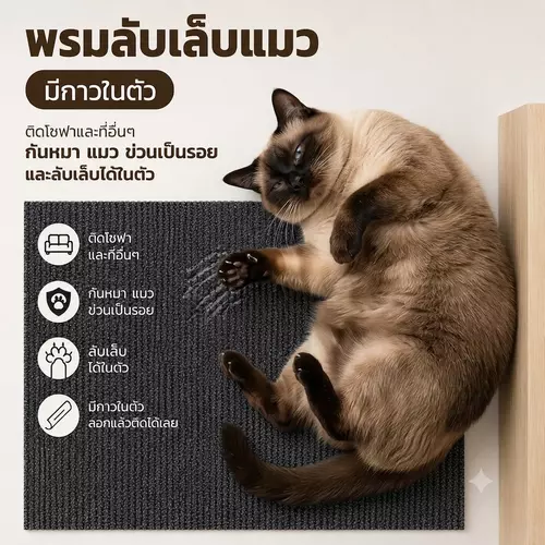 [แก้โซฟาพัง!] พรมลับเล็บแมว มีกาวในตัว แผ่นกันแมวข่วนโซฟา กันรอยขีดข่วนเฟอร์นิเจอร์ ที่ลับเล็บแมว ติดได้ทุกที่ ตัดแบ่งได้