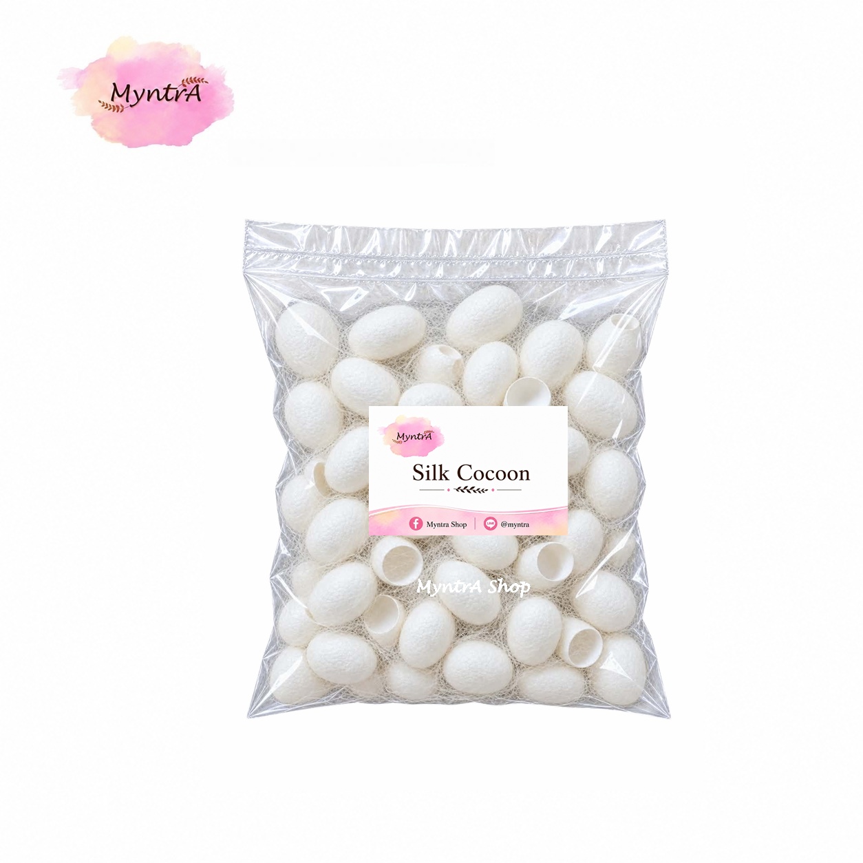 รังไหม ไม่ลอกใย - 10 กรัม สีขาว คละไซด์ (ใส่นิ้วไม่ได้)