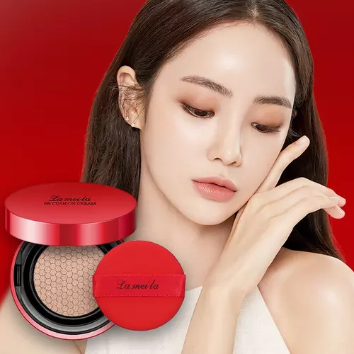 LAMEILA BB CUSHION CREAM 01 คุชชั่นตลับแดง คุชชั่นเนื้อแมตต์ ควบคุมความมัน ปกปิดเนียนเรียบ กันน้ำกันเหงื่อ รองพื้นคุชชั่นผิวเนียนฉ่ำ