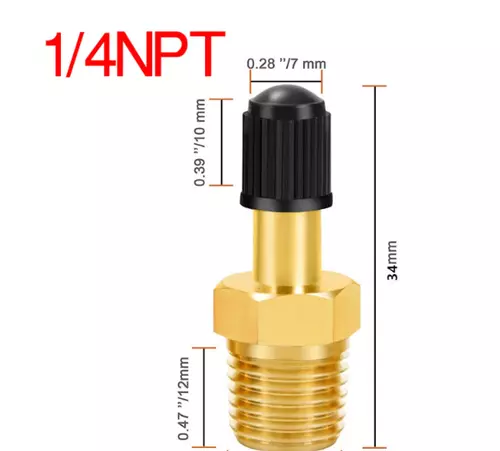จุ๊บเติมลมมอไซค์ แบบเกลียว ขนาด 1/4 NPT (แบบยาวพิเศษ 34MM)