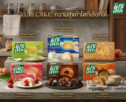 ยูโร่เค้ก แพ็ค 12 ชิ้น พัฟเค้กสอดไส้ครีม เนื้อนุ่มละมุน หอมหวาน อร่อยเต็มคำ มีให้เลือก 6 รสชาติยอดฮิต