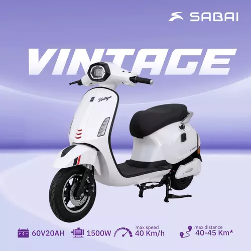 SABAI-Vintage รถไฟฟ้า2ล้อรุ่นใหม่ ดีไซน์สวย มอเตอร์ 1500W มีสาขาทั่วประเทศ