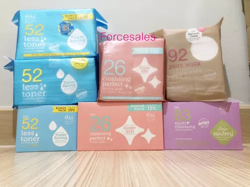RII 52 สำลีแผ่น Less Toner Cotton Pads Bonus Pack / Rii 26 Cleans Perfect Cotton Pads / Rii Pure Wata Unbleached Cotton