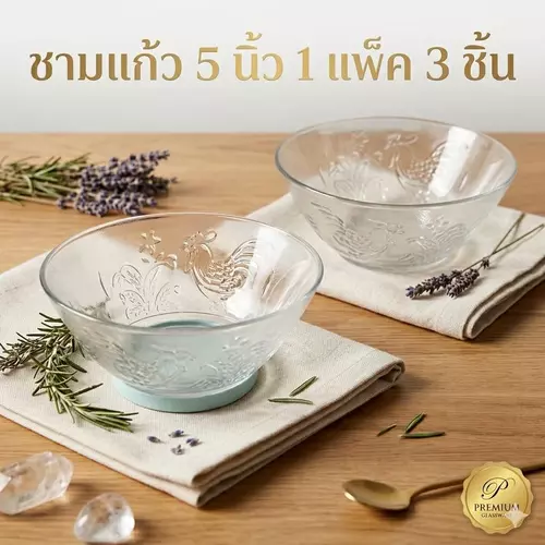 [พร้อมส่ง!] 🥣✨ ชามแก้วใส ขนาด 5 นิ้ว (แพ็ค 3 ใบ) 🥗ถ้วยแก้วเนื้อหนา ดีไซน์สวยเรียบหรู เข้าได้กับทุกโต๊ะอาหาร ใส่น้ำซุป ขนมหวาน แกง