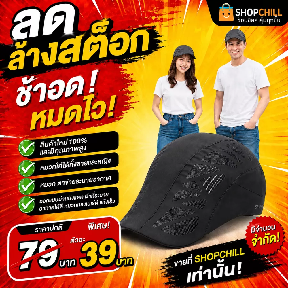 ลดล้างสต๊อก หมวกทรงเบเร่ต์ ใส่ทั้งชายและหญิง