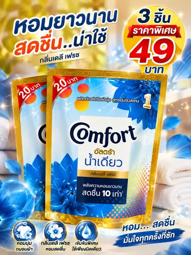 Comfort อัลตร้า น้ำเดียว กลิ่นเดลี่ เฟรช ผลิตภัณฑ์ปรับผ้านุ่ม สูตรเข้มข้นพิเศษ