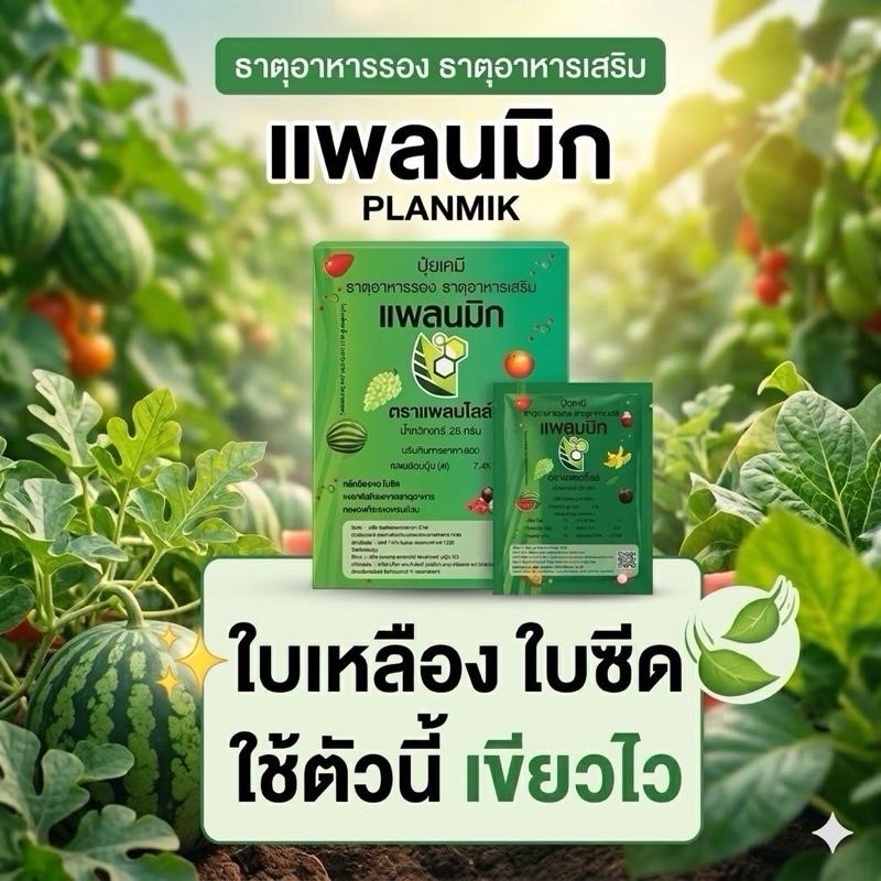 ปุ๋ยแก้ใบเหลือง ขาดธาตุอาหาร ธาตุรอง+ธาตุเสริมครบเซท พืชโตสมบูรณ์ แพลนมิก25กรัม