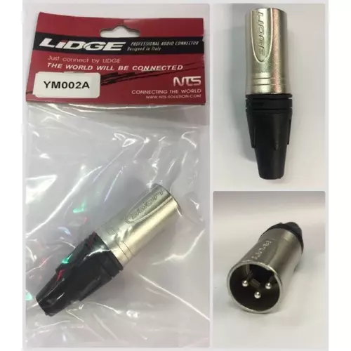 ปลั๊ก XLR ตัวผู้ 3ขา ท้ายยาง สำหรับเข้าสาย รุ่น YM002A ยี่ห้อ Lidge ของแท้