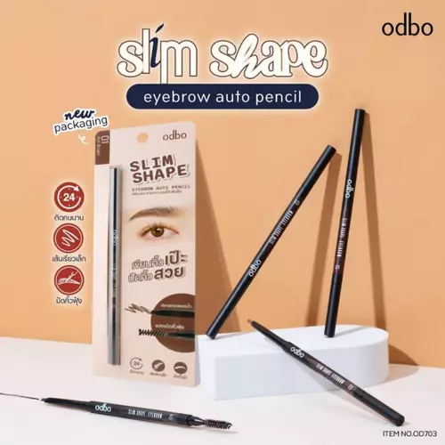 ODBO OD703 slim shape EYEBROW AUTO PENCIL ดินสอเขียนคิ้วแท่งเรียว เล็ก เนื้อดินสอแข็งแรง นิ่มเขียนง่าย กันน้ำกันเหงื่อ