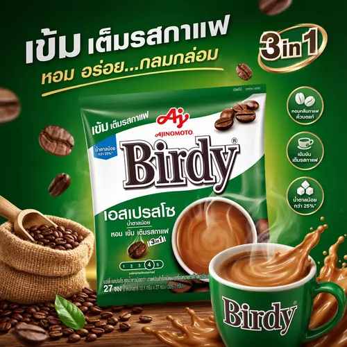 09 27 DH [ สินค้าประมูล ส่งของวันพฤหัส Auction Item – Shipping on Thursday ] เบอร์ดี้ กาแฟ3อิน1 เอสเปรสโซ่ 12.1g x 27pcs