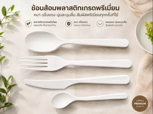 ช้อนพลาสติก อย่างหนา มาตรฐาน สายการบิน ช้อน ส้อม มีด ช้อนกาแฟ spoon fork knife coffee tea spoon Airlines