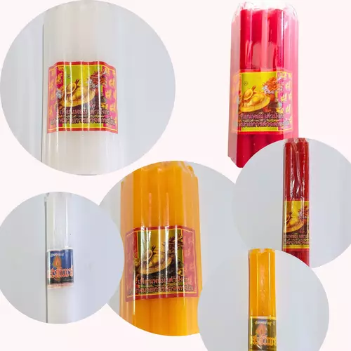 เทียนหนัก 3 บาท สีแดง สีเหลือง สีขาว เทียนไหว้พระ ไหว้เจ้า งานพิธีมงคล เทียนมงคล เทียน