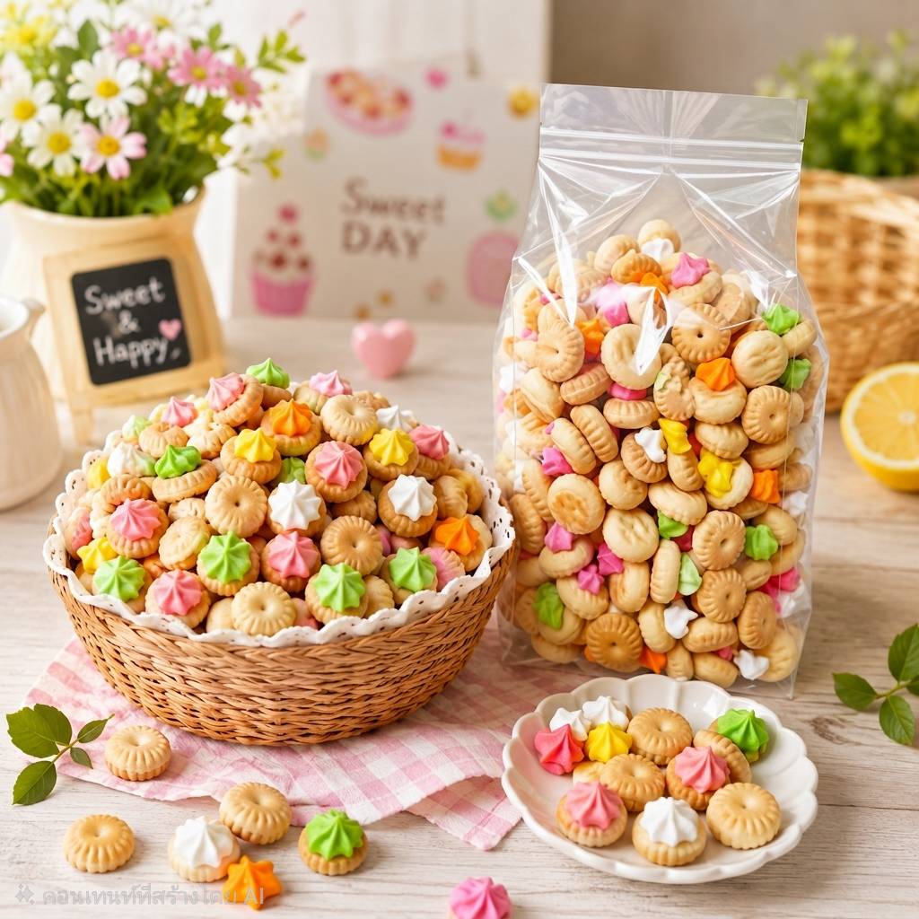 ขนมปังเม็ดพลอย ขนมปังหัวจุก ขนมโบราณ หวาน หอม กรอบ อร่อย ขนมย้อนวัย