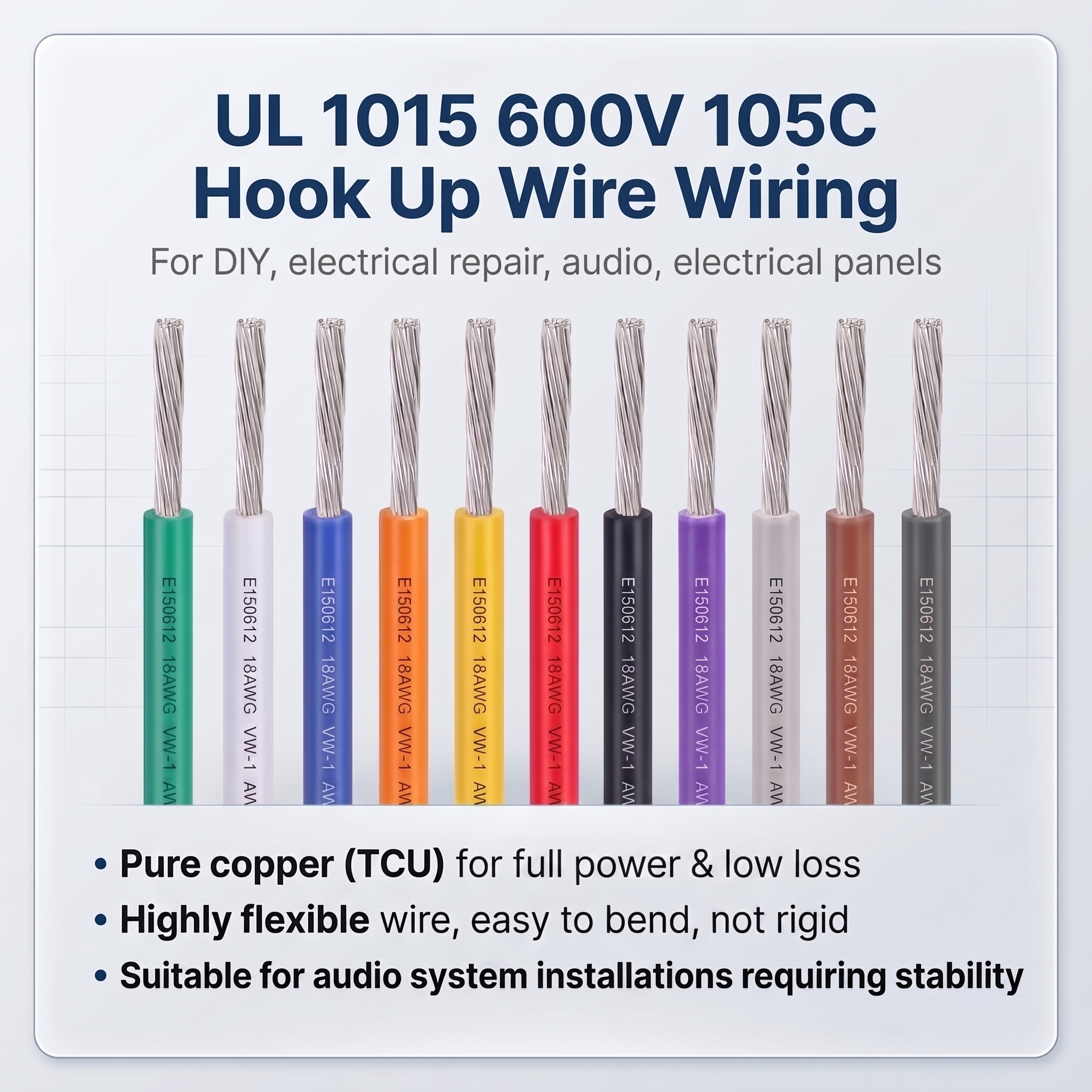 UL 1015 18AWG  600V 105C   สายวายริ่ง  18AWG (0.825 SQMM)  Hook Up Wire  30 เมตร