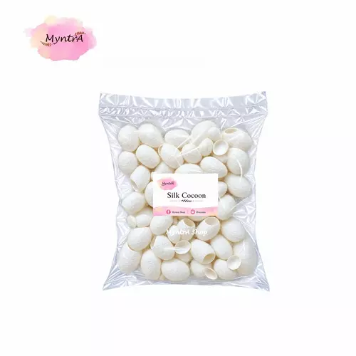 รังไหม ลอกใย - 10 กรัม สีขาว คละไซด์ (ใส่นิ้วไม่ได้)