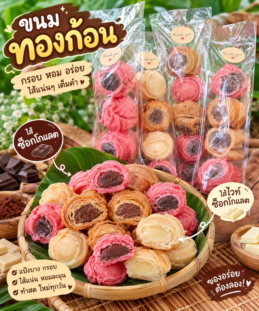 ขนมทองก้อน แป้งบางกรอบ (12ชิ้น)