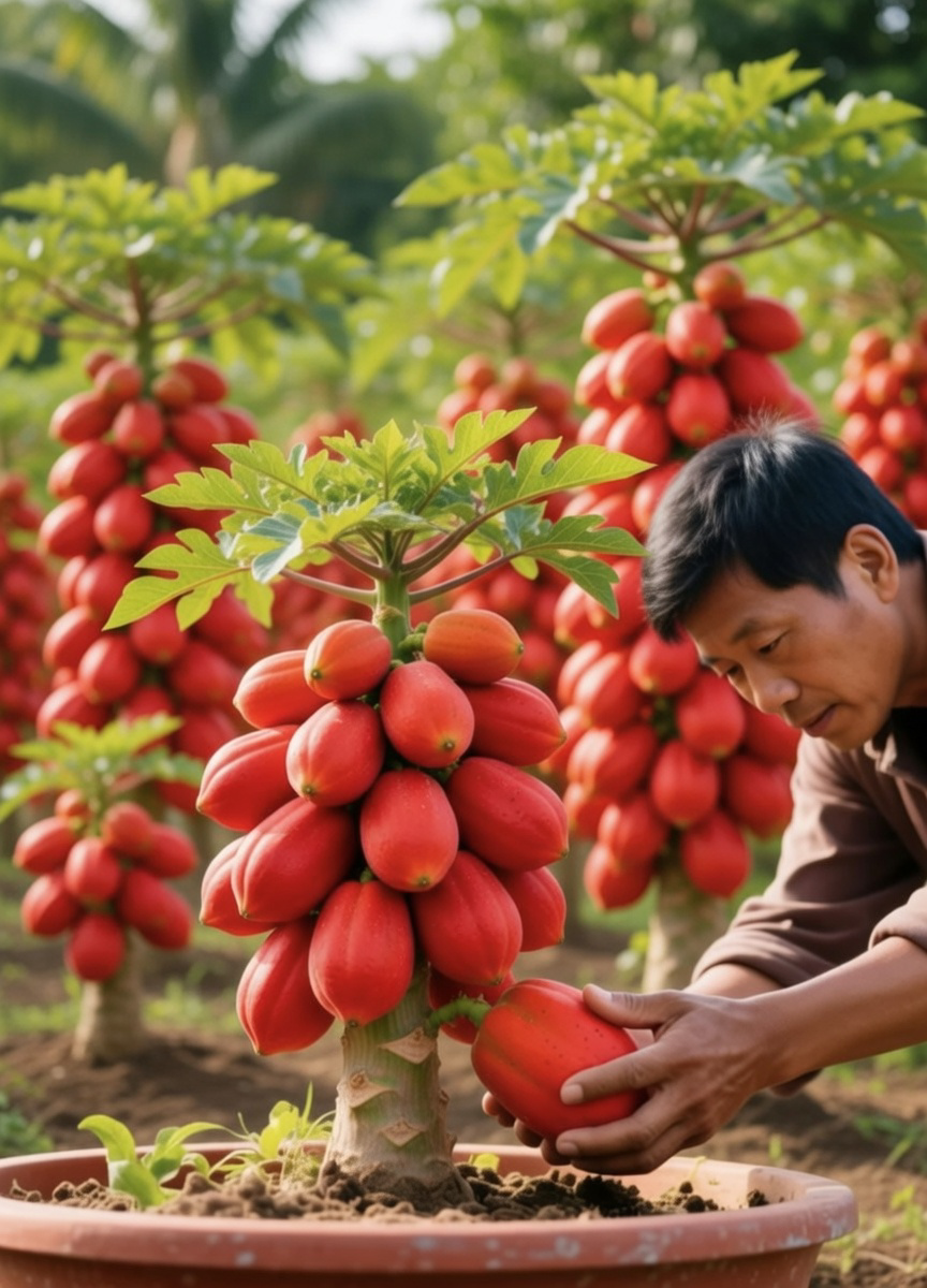 เมล็ดพันธุ์มะละกอสีแดง พันธุ์นำเข้า