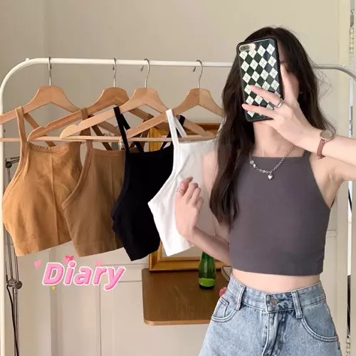 Pinkybra เสื้อกล้าม สายเดี่ยว หลังไขว้ ปาดหลังด้านซ้าย เซ็กซี 32-38 โชว์ไหล่ สวย เสื้อผ้าผู้หญิง