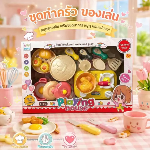 [พร้อมส่ง!] 🍳✨ ชุดทำครัวของเล่น 🧑‍🍳🎉 อุปกรณ์ครบครัน สวมบทบาทเชฟตัวน้อย เสริมสร้างจินตนาการและความคิดสร้างสรรค์ พลาสติกเนื้อดี ปลอดภัยไร้สารพิษ