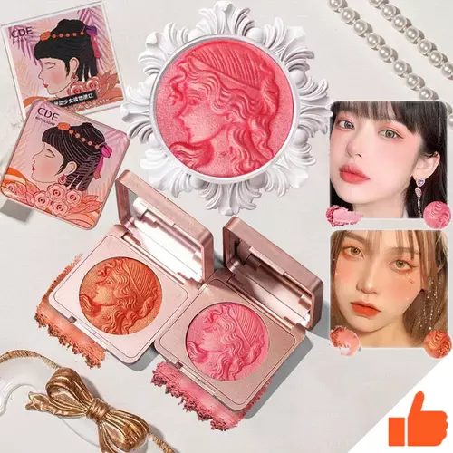 CDE8091 BLUSH ON ปัดแก้มเนื้อคุกกี้ ชิมเมอร์ฉ่ำๆ เกลี่ยง่าย ติดทน แพคเกจสวย สีส้มและสีชมพู