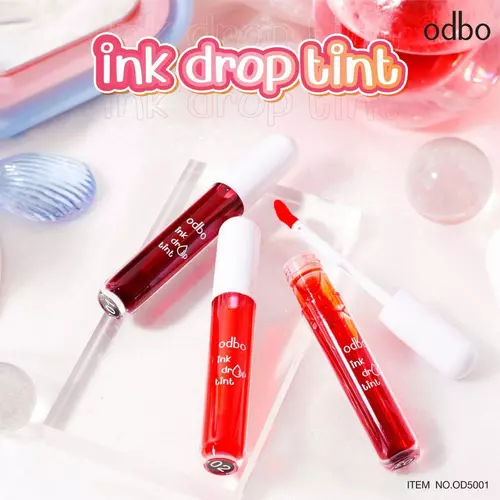 ODBO OD5001 ink drop tint ลิปทินน์แบบจุ่มหัวฟองน้ำ ปาดง่าย ติดทน ปากสวยไม่ตกร่อง 3เฉดสีสวย