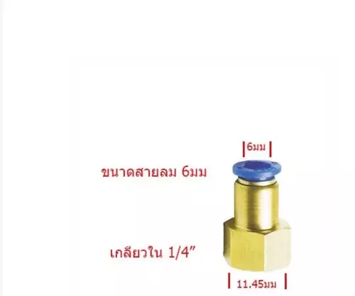 ข้อต่อลม ข้อต่อนิวเมติก ข้อต่อเกลียวใน 1/4 เสียบสาย 6mm (มิลลิเมตร)