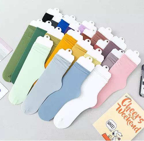 ถุงเท้าสไตล์เกาหลีรุ่นบาง ใส่เย็นสบาย สีเยอะที่สุด เกือบ 40 สีจุกๆ