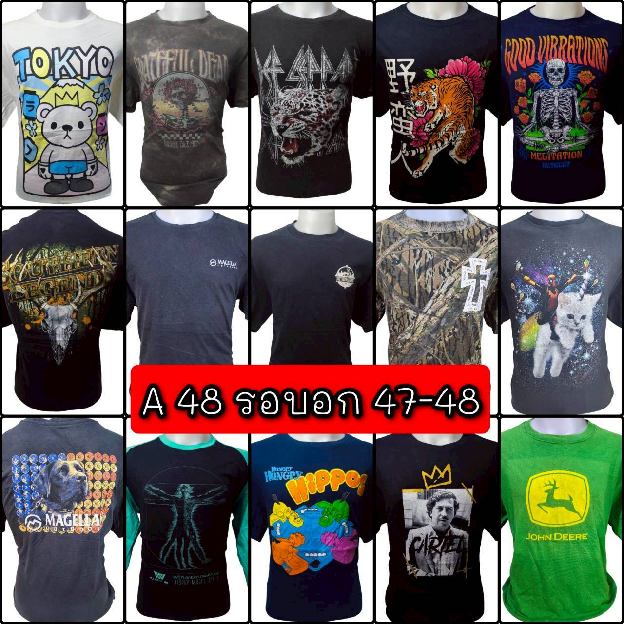 A อก48 [อัพเดท 6 กรกฎาคม 69] เสื้อยืดมือสอง เสื้อยืดคอกลมมือสอง เสื้อยืดคอกลมแขนสั้นมือสอง US