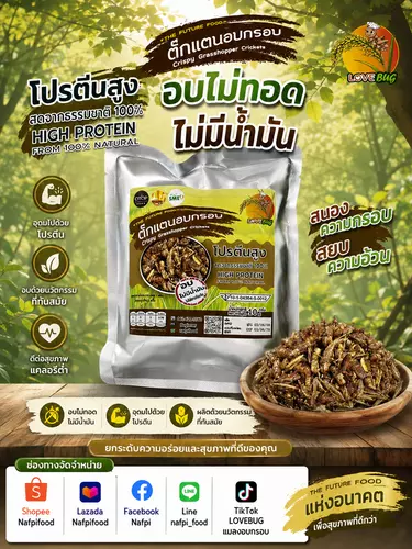 ตั๊กแตนอบกรอบ 10 กรัม