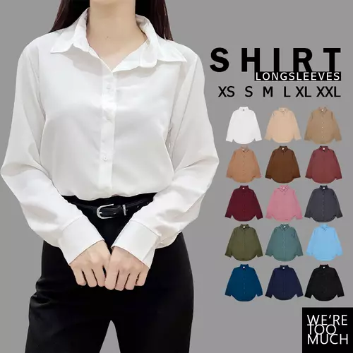WERETOOMUCH (SH554) เสื้อเชิ้ตคอปก แขนยาว 6 ไซส์ อก 36-46 ผ้าไหมอิตาลี นุ่ม พริ้ว ใส่สบาย