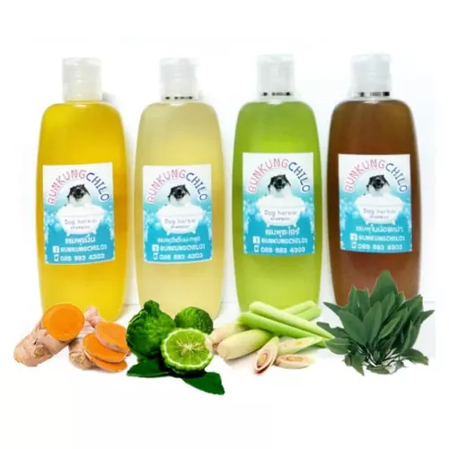 Bunkungchilo  แชมพูสุนัข 240ml  สูตรสมุนไพรปลอดภัยสำหรับผิวแพ้ง่าย ลดอาการ​คัน​