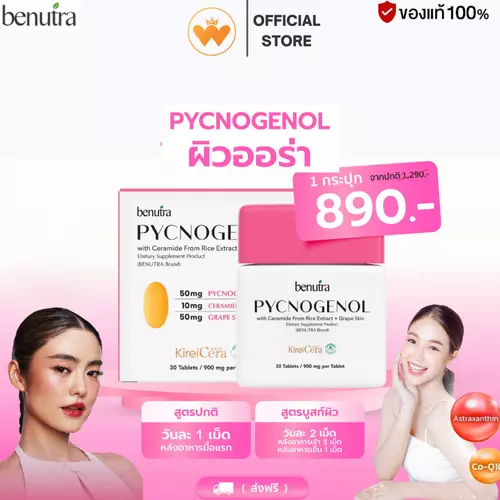 Benutra Pycnogenol บีนูทร่า พิกโนจีนอล  with Ceramide From Rice Extract + Grape Skin (30 เม็ด)