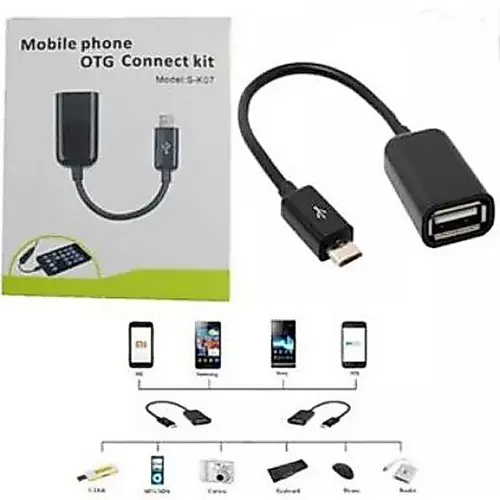 สายแปลง Micro to USB ตัวเมีย Micro USB OTG Cable (Blsck-White)