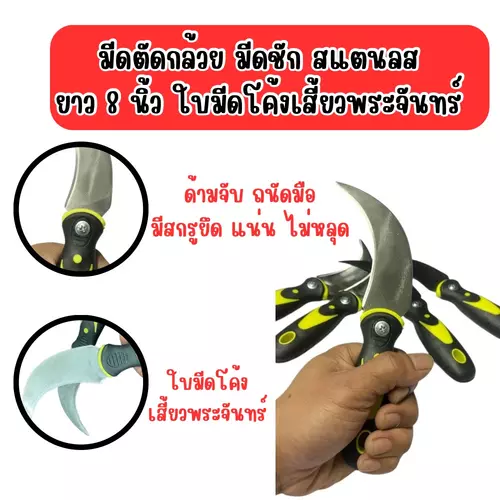มีดตัดกล้วย สแตนเลส ความยาว 8 นิ้ว ประกัน 1 เดือน  มีดชักกล้วย มีดชัก ยึดสกรูแน่นด้ามไม่หลุด คม  ไม่เป็นสนิม