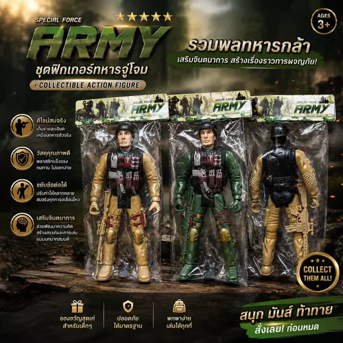 [ขยับข้อต่อได้] ชุดฟิกเกอร์ลายทหาร Action Figure 🪖 ของเล่นโมเดลทหารขยับได้ สีเขียว/สีเหลือง คละสี เสริมสร้างทักษะ ปลอดภัย 100%