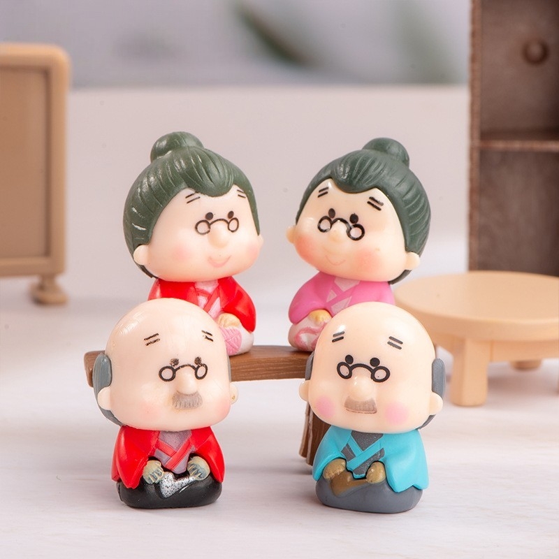 ตุ๊กตาตายายจิ๋ว ตุ๊กตาประดับสวน ตกแต่งสวน ตกแต่งกระถาง แต่งสวนถาด