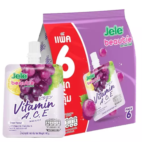 เจเล่ บิวตี้ เยลลี่คาราจีแนน ผสมวิตามินเอ ซี อีและน้ำผลไม้รวม 15% 150 ก. 6 ชิ้น (892950)