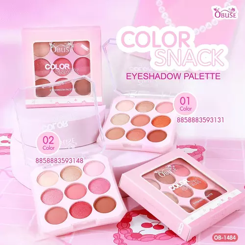 OBUSE OB-1484 Color Snack Eyeshadow อายแชโดว์ 9 สี เนื้อชิมเมอร์และแมตท์ ขนาดพกพา สีชัดติดทน