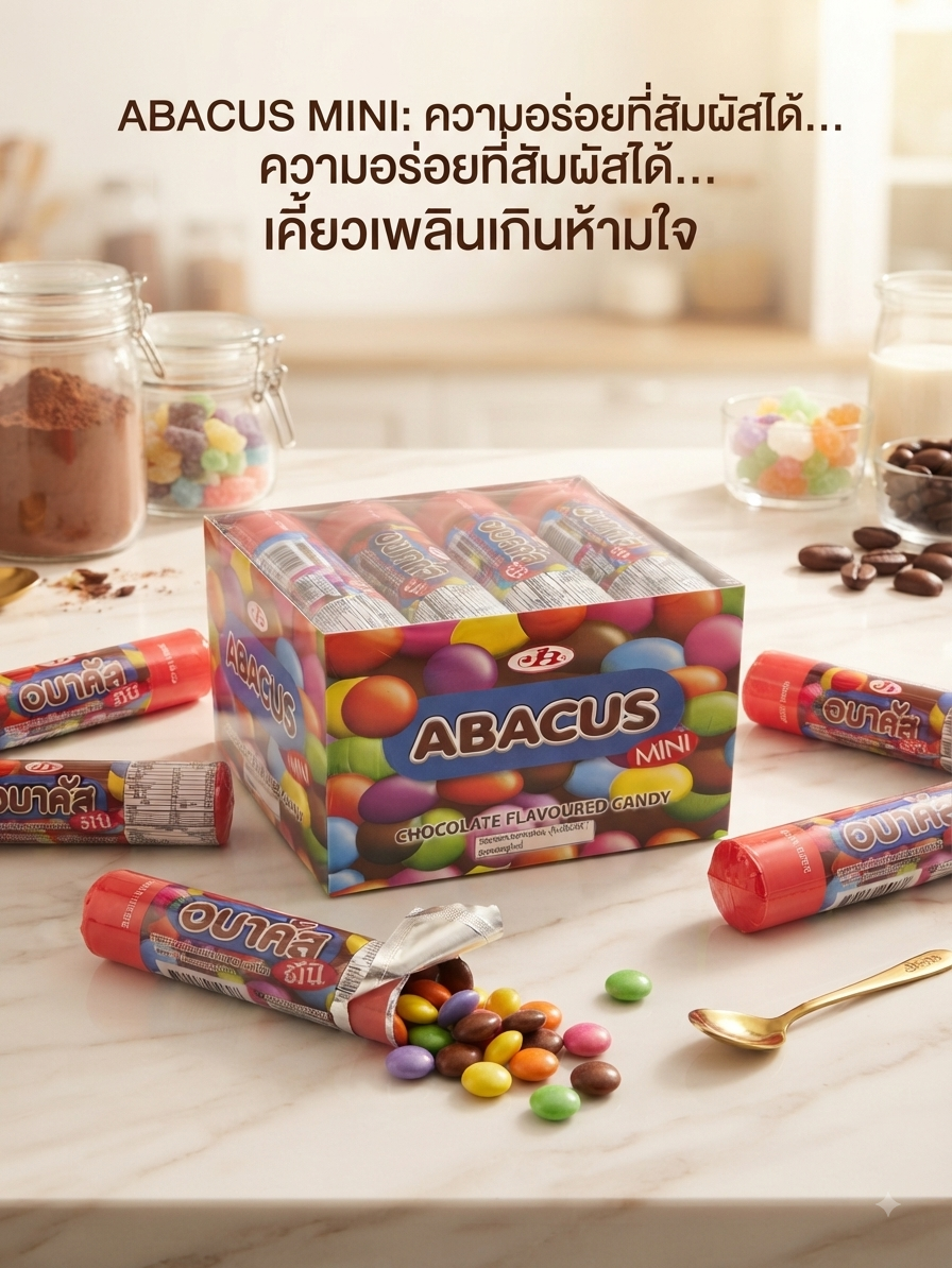อาบาคัส มินิ (Abacus Mini) ขนมสุดฮิต เม็ดสีสันสดใส หวานหอม เคี้ยวสนุก เคี้ยวเพลิน