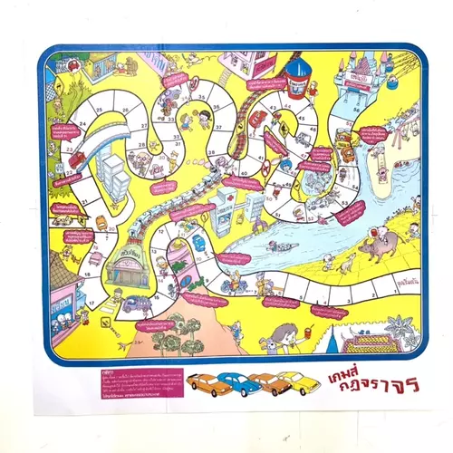 เกมบันไดงู กฎจราจร🚗 พร้อมลูกเต๋าตัวเดิน แผ่น 30*27 ซม.