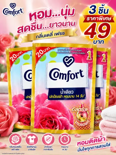 Comfort อัลตร้า น้ำเดียว กลิ่นเดลี่ เฟรช ผลิตภัณฑ์ปรับผ้านุ่ม สูตรเข้มข้นพิเศษ 20 มล.