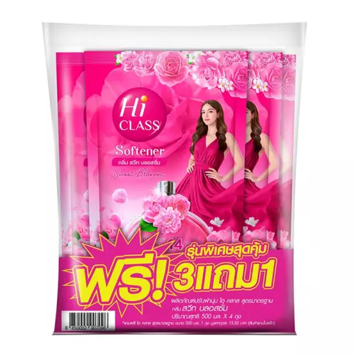 ไฮคลาส น้ํายาปรับผ้านุ่ม กลิ่นสวีท บลอสซั่ม 500 มล. x 3+1 946606