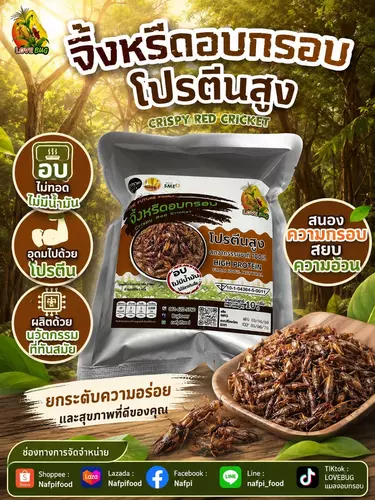 จิ้งหรีดแดงอบกรอบ 10 กรัม