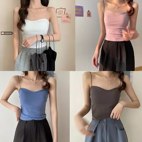 Pinkybra สายเดี่ยว ท็อปบรา เกาะอกแฟชั่น มีฟองน้ำ ไร้ขอบไร้โครง 32-38 ใส่เที่ยวได้ ใส่เป็นบราได้ เสื้อผ้า ผู้หญิง